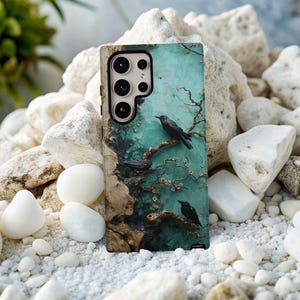 Gothic Raven Phone Case: Floral Crows, Eerie Black Birds