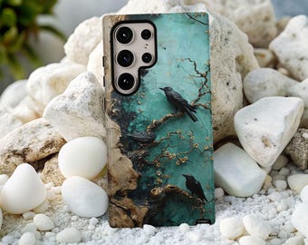 Gothic Raven Phone Case: Floral Crows, Eerie Black Birds
