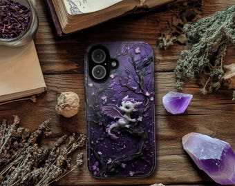 Purple Baby Dragon Phone Case: 3D Fantasy Art
