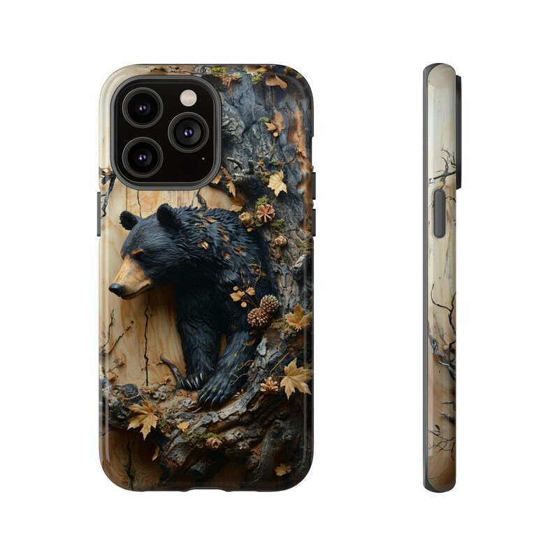 Black Bear in Tree Tough Phone Case: Wildlife Nature Design image 4