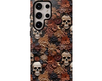 Skull & Rose Floral Phone Case: Dark Academia Goth Cover