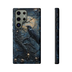 Faux Resin Gothic Raven and Skulls Phone Case