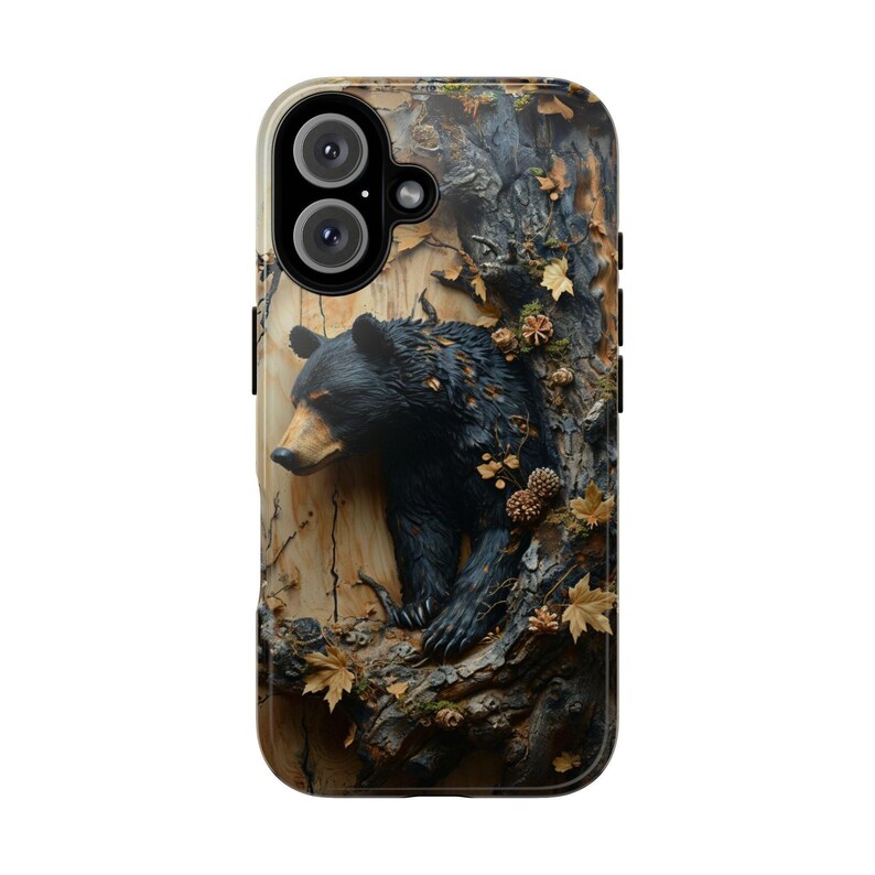 Black Bear in Tree Tough Phone Case: Wildlife Nature Design image 3