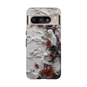 Floral Ghost Phone Case, Haunted Horror Spooky Aesthetic, Halloween Ghostly Flowers case for iPhone, Samsung, Pixel afbeelding 3