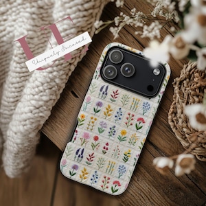 Wildflower Patchwork Phone Case: Embroidered Floral Design