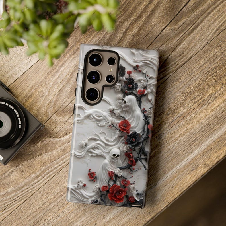 Floral Ghost Phone Case, Haunted Horror Spooky Aesthetic, Halloween Ghostly Flowers case for iPhone, Samsung, Pixel afbeelding 6