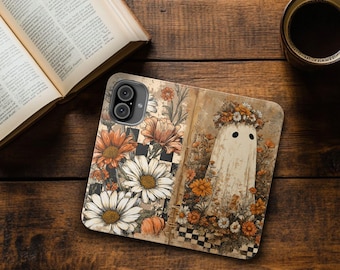 Capa de celular estilo carteira fantasma estilo boho outono
