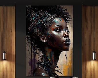 Afro Woman wall art decor  African American art  Canvas print    Pop Art  Modern art ready to hang