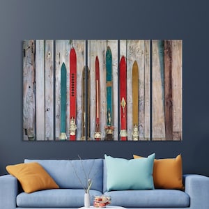 Ski Canvas Wall Art, Modern Wall Decor, Vintage Art Prints, Nordic Home and Ski Lodge Decor, Scandanavian Canvas Print Winter Sports