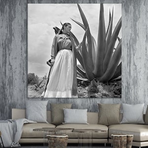 Black and White Frida Wall Art Canvas Print Friida  Mexican Artist Wall Decor ready to hang