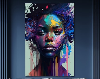 Afro Woman Canvas Print, African American Pop Art, Modern Wall Decor