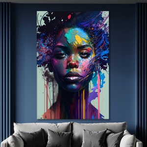 Afro Woman wall art decor, Canvas print, African American art, Pop Art, Modern art ready to hang
