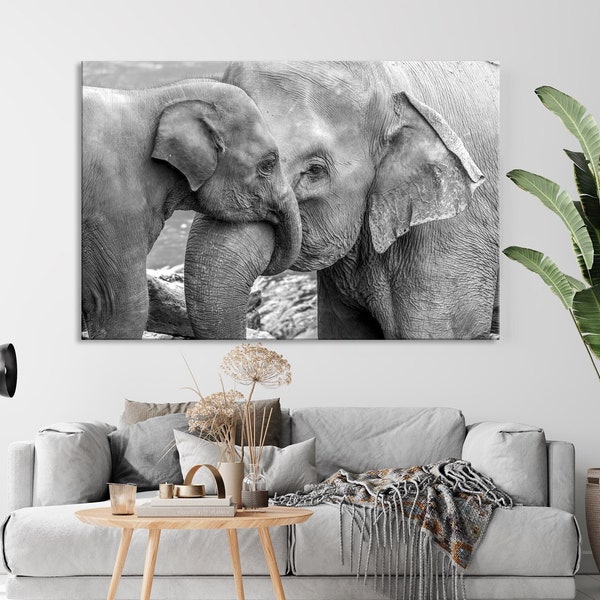 Elephant Canvas Wall Art, Black and White,, Elephant print, Elephant Wall Art, Elephant Wall Art Print  ready to hang