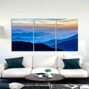 Blue Mountain Canvas Extra Large Wall Art Smoky Mountain  Wall Decor Blue Ridge Mountains Gift ready to hang