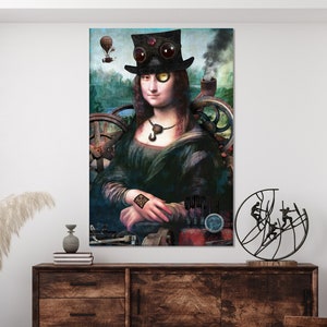 Surreal Steampunk Mona Lisa Canvas Wall Art, Mona Lisa Print  ready to hang
