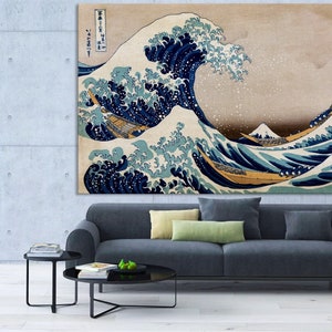 The Great Wave Off Kanagawa by Katsushika Hokusai Reproduction on Canvas, Japanese wall decor, Giclee home decor wall decor zdjęcie 2