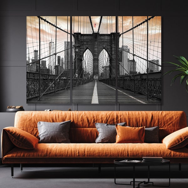 Brooklyn Bridge Wall Art New York Canvas New York Decor Print New York Skyline Ready to Hang ready to hang