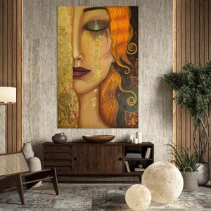 Gustav klimt woman gold tears Canvas Wall Art, Gustav Klimt Print  Klimt Reproduction ready to hang