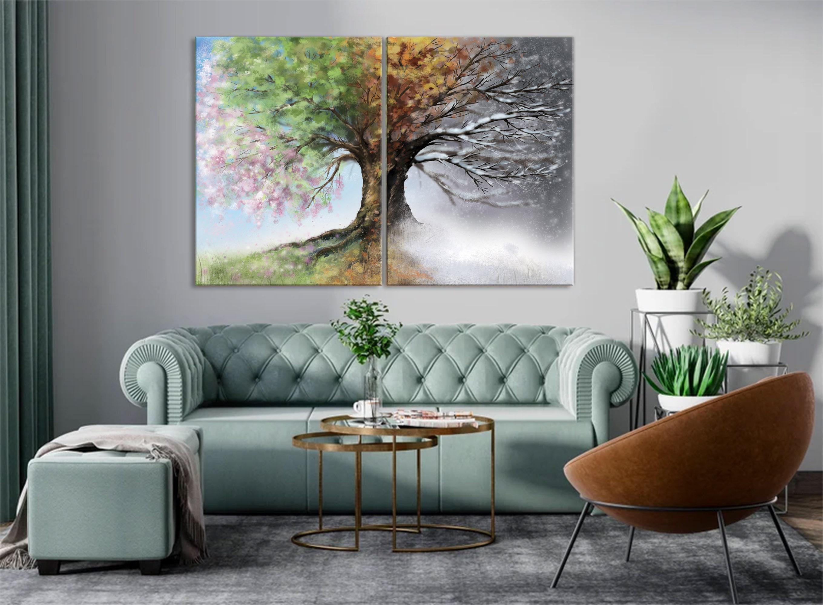 Tree Four Seasons Canvas Prints 4 Seasons Abstract Colorful Wall Art ...