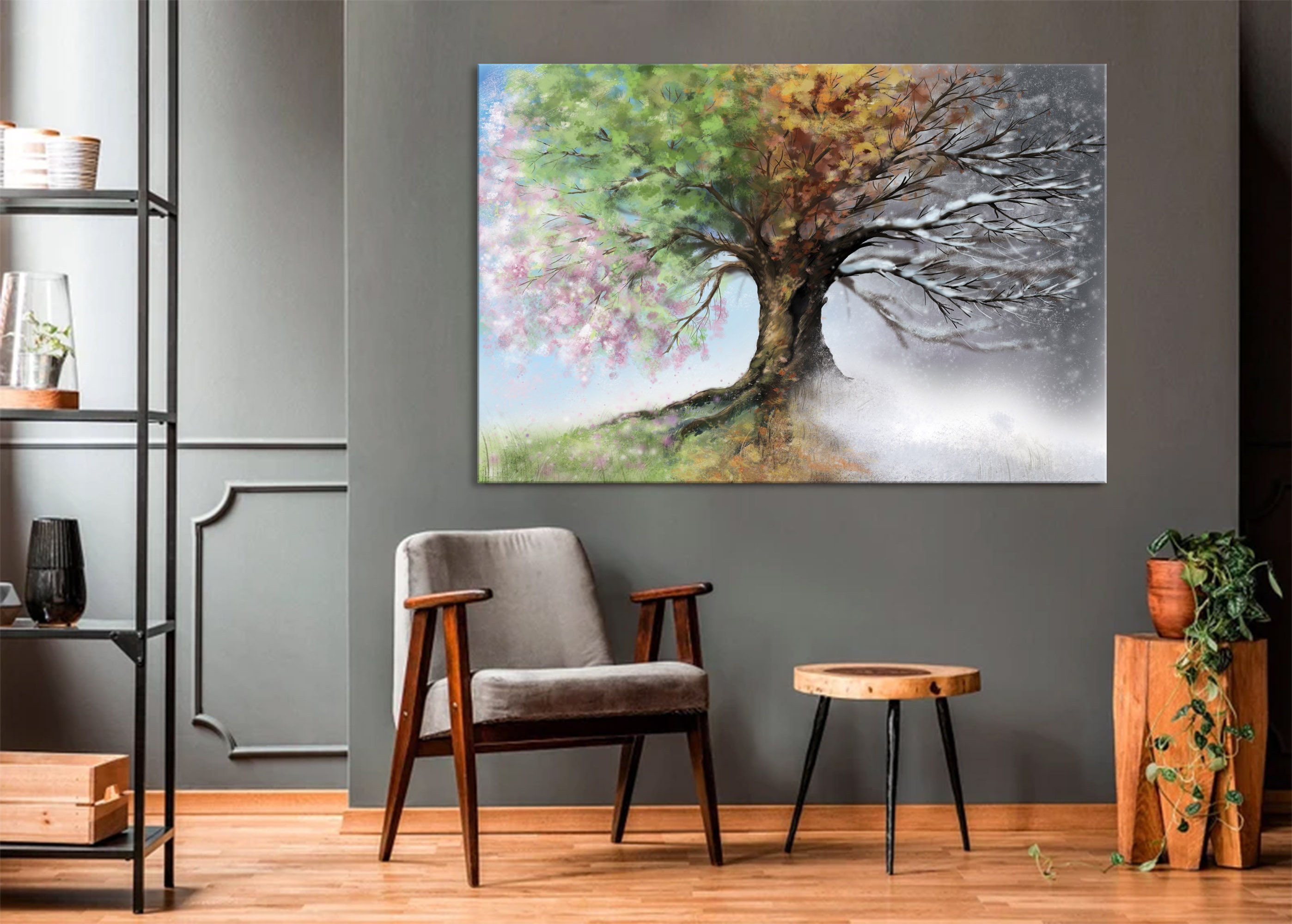 Tree Four Seasons Canvas Prints 4 Seasons Abstract Colorful Wall Art ...