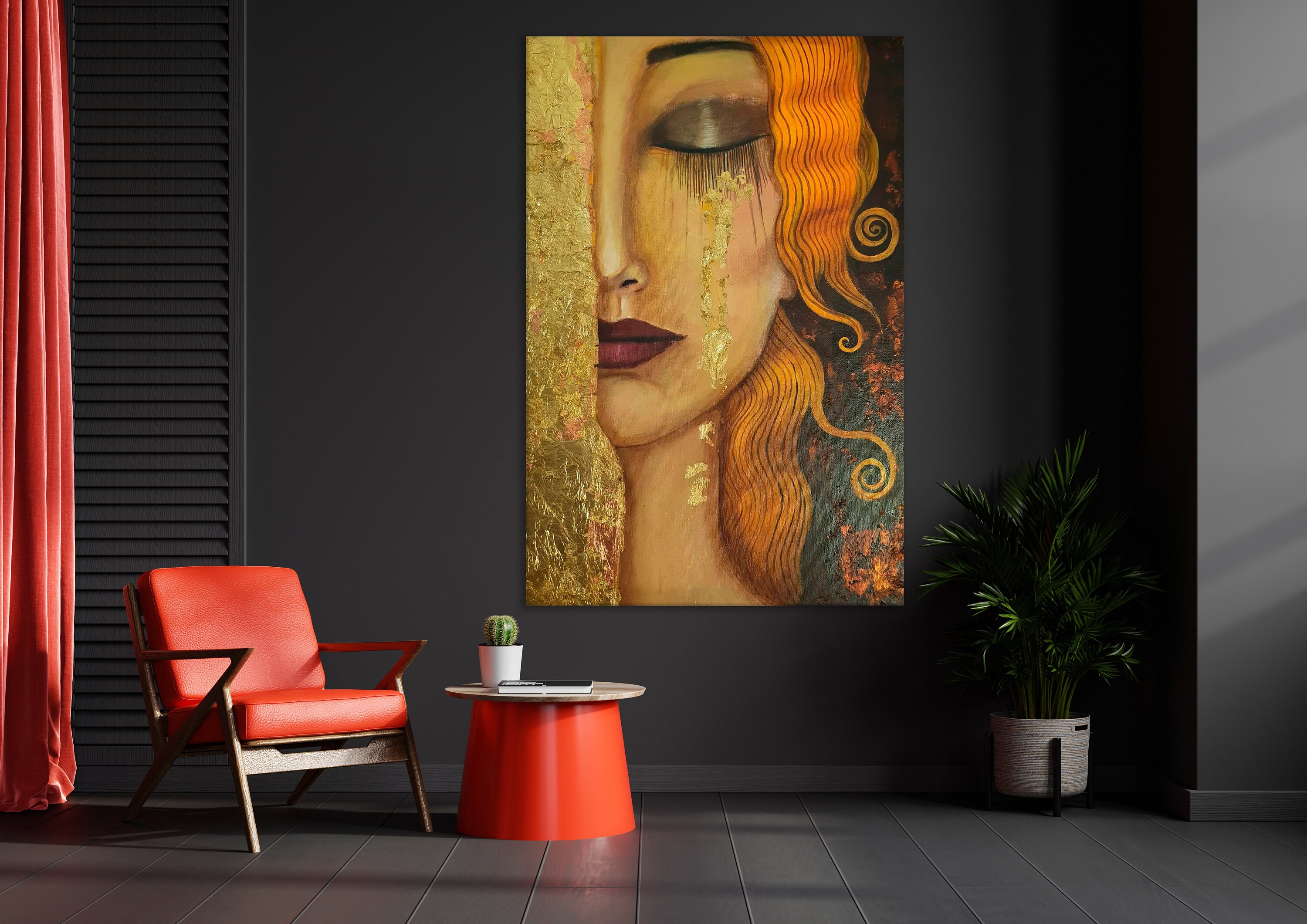 Gustav Klimt Woman Gold Tears Canvas Print, Ready to Hang - Etsy