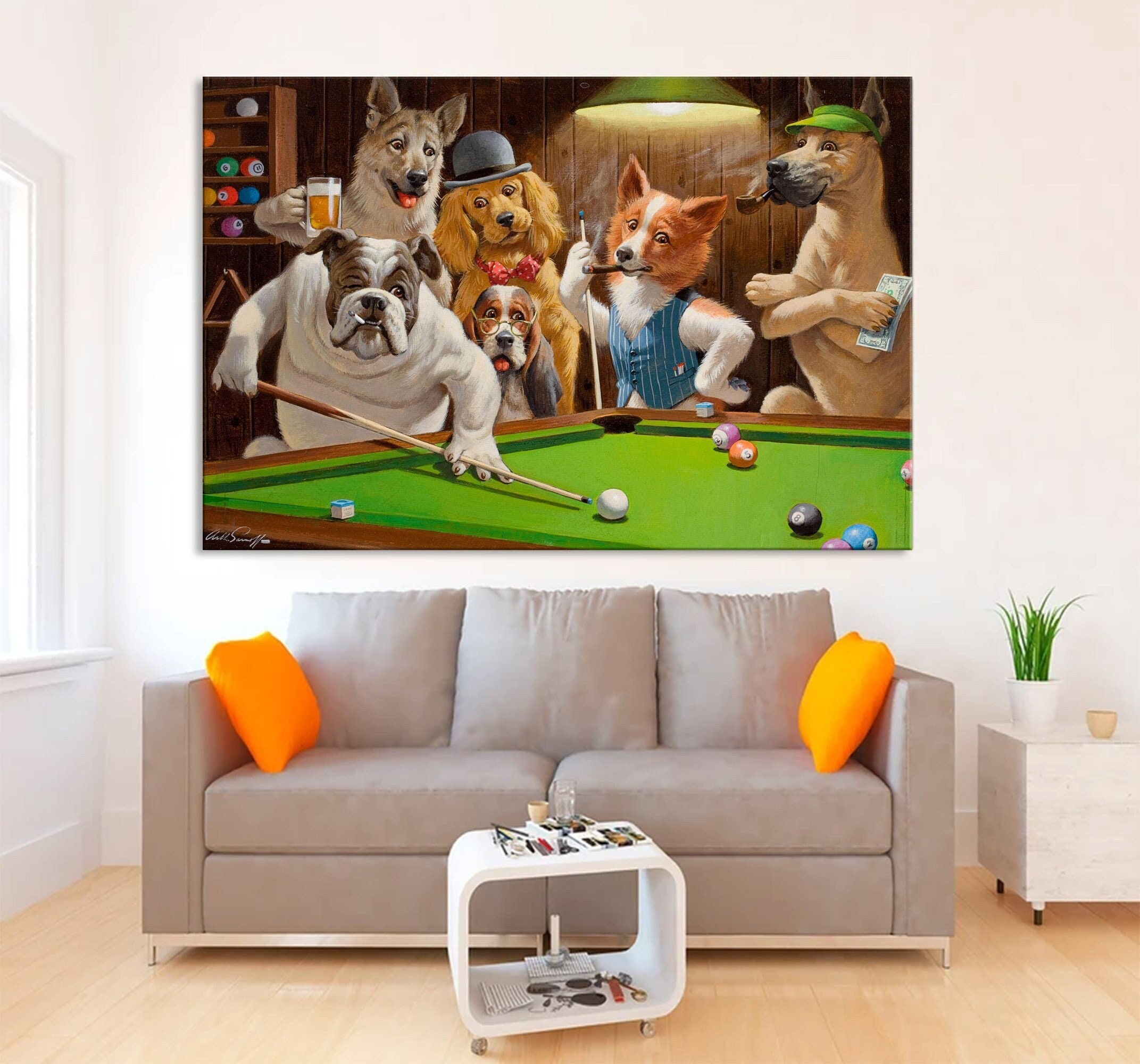 Dogs playing pool jigsaw puzzle hotsell