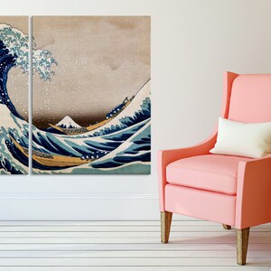 Great Wave off Kanagawa Japanese wall art Large canvas art Wave print Japanese wall decor Katsushika Hokusai Multi panel canvas