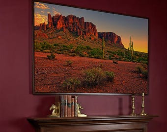 Sonoran Desert Sunset Canvas Art: Arizona Cactus Print, Ready to Hang
