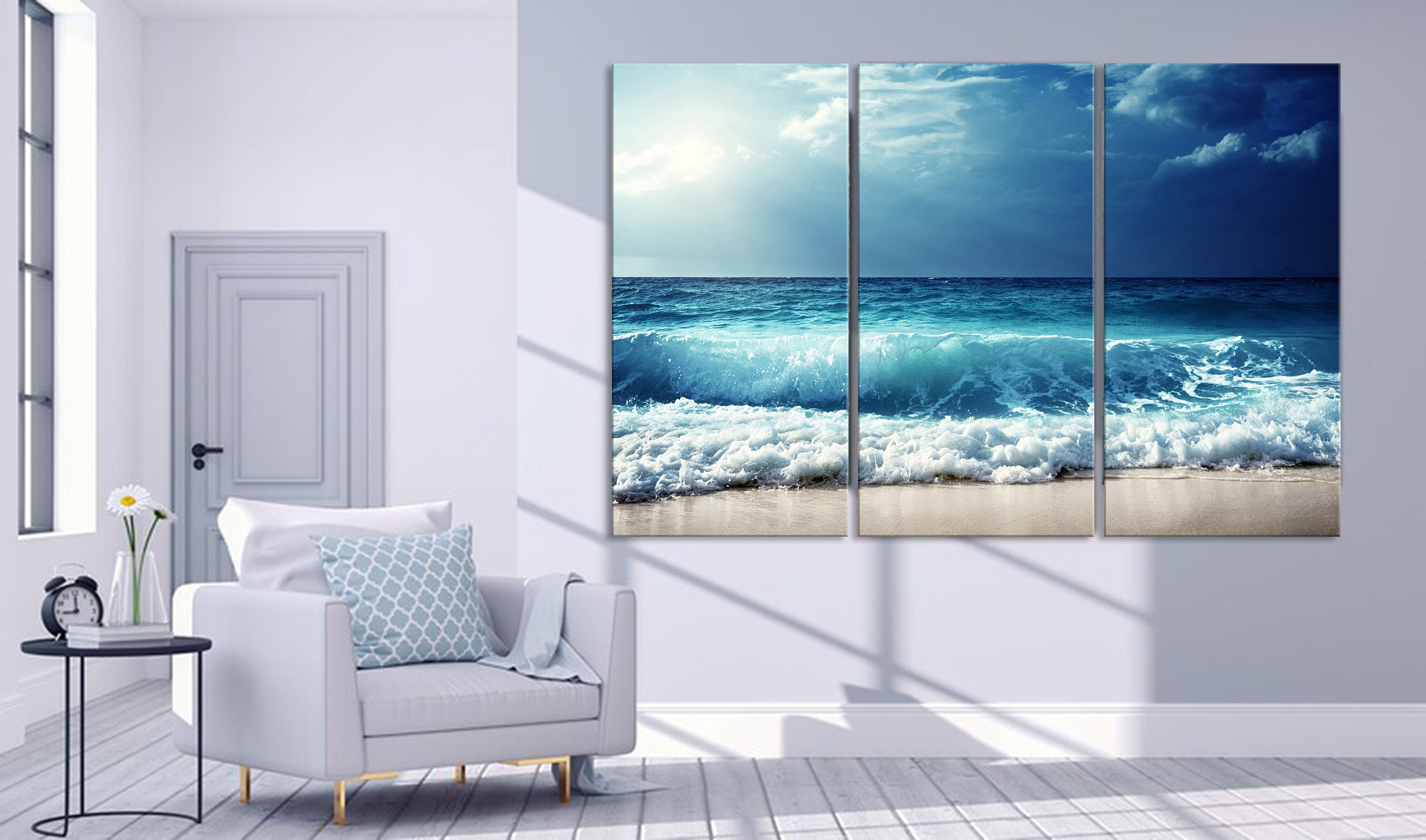 Ocean Beach Canvas Prints Sea Landscape Nautical Photo Coastal Etsy