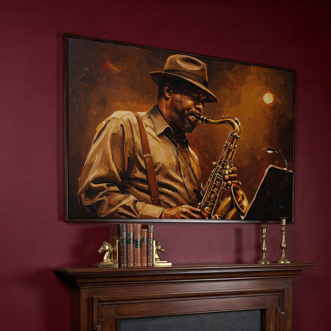 Jazz Saxophone Art | Impressionist Canvas Print | Retro Living Room ...