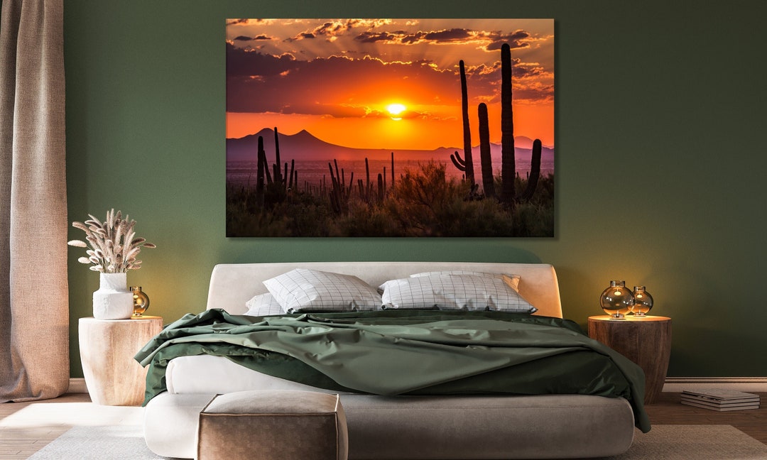 Arizona Desert Canvas Wall Art Arizona Sunset Cactus Canvas Print ...
