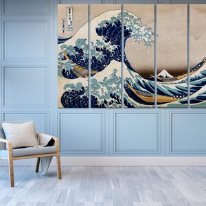 Great Wave off Kanagawa Japanese wall art Large canvas art Wave print Japanese wall decor Katsushika Hokusai Multi panel canvas