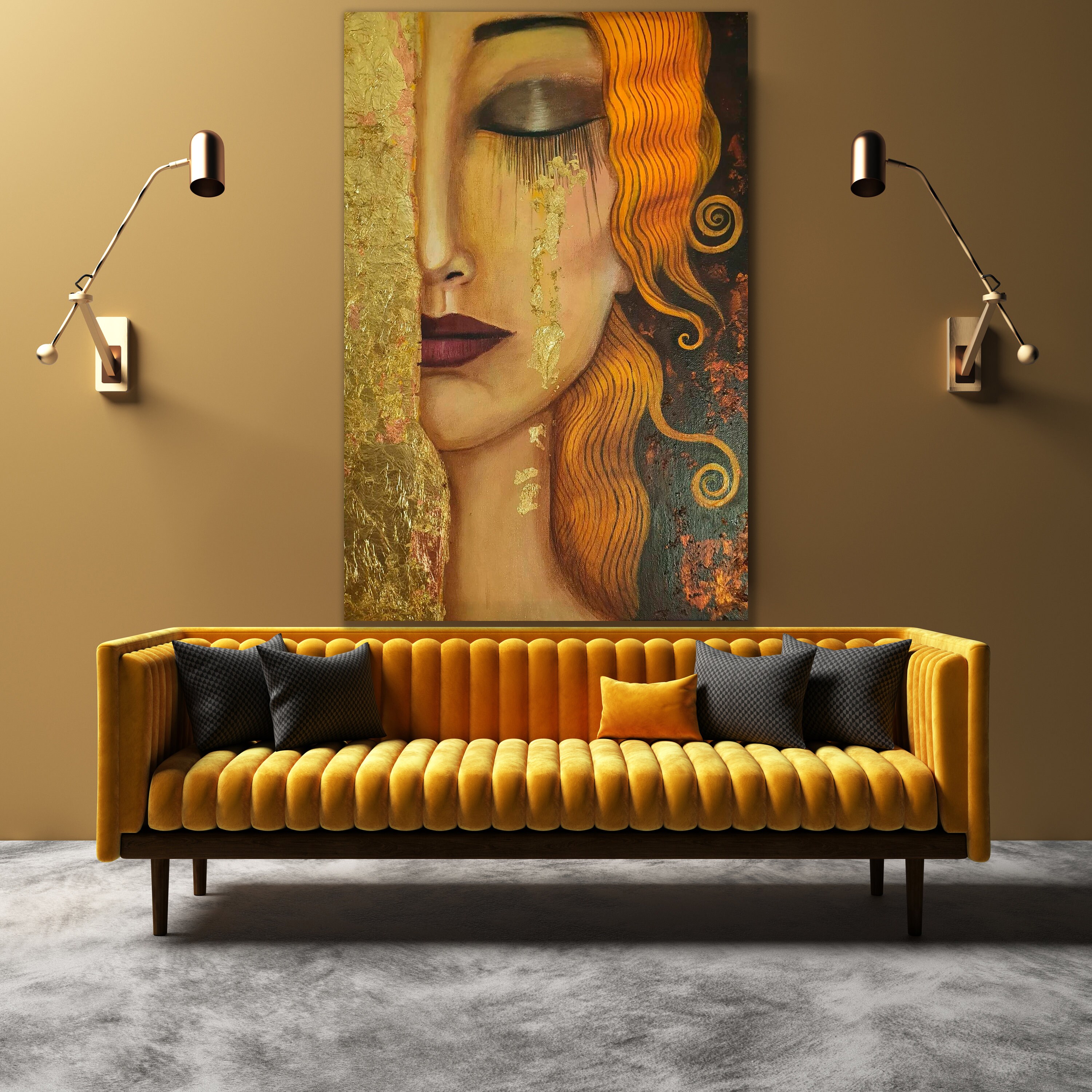 Gustav Klimt Woman Gold Tears Canvas Print, Ready to Hang - Etsy