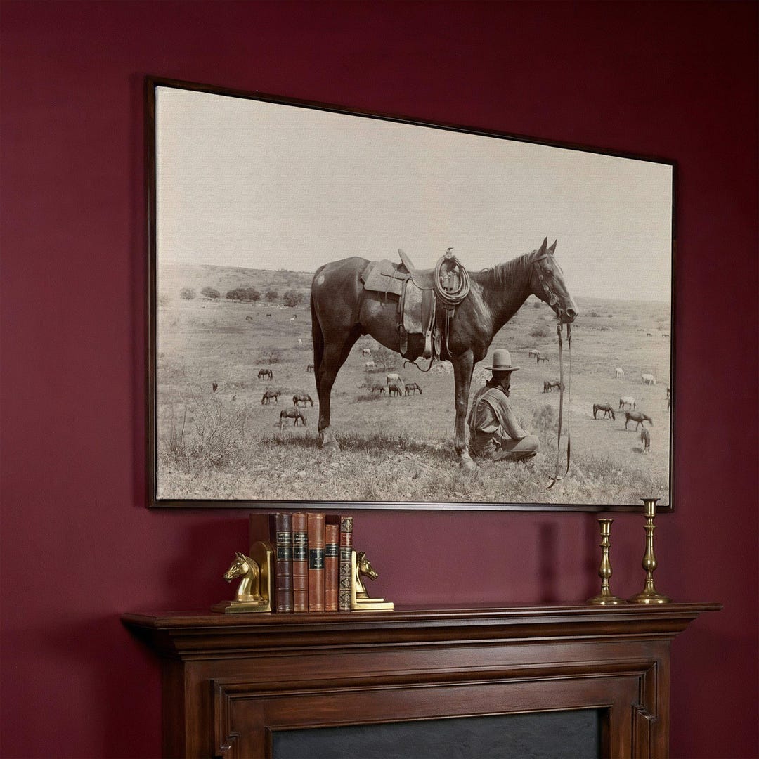 Texas Cowboy Horse Canvas Wall Art – Rustic Farmhouse Western Decor - Etsy