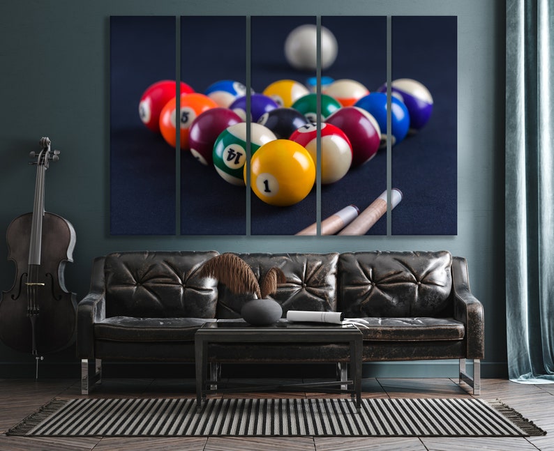 Billiards Wall Art Canvas Billiard Balls Wall Art Pool Table Etsy