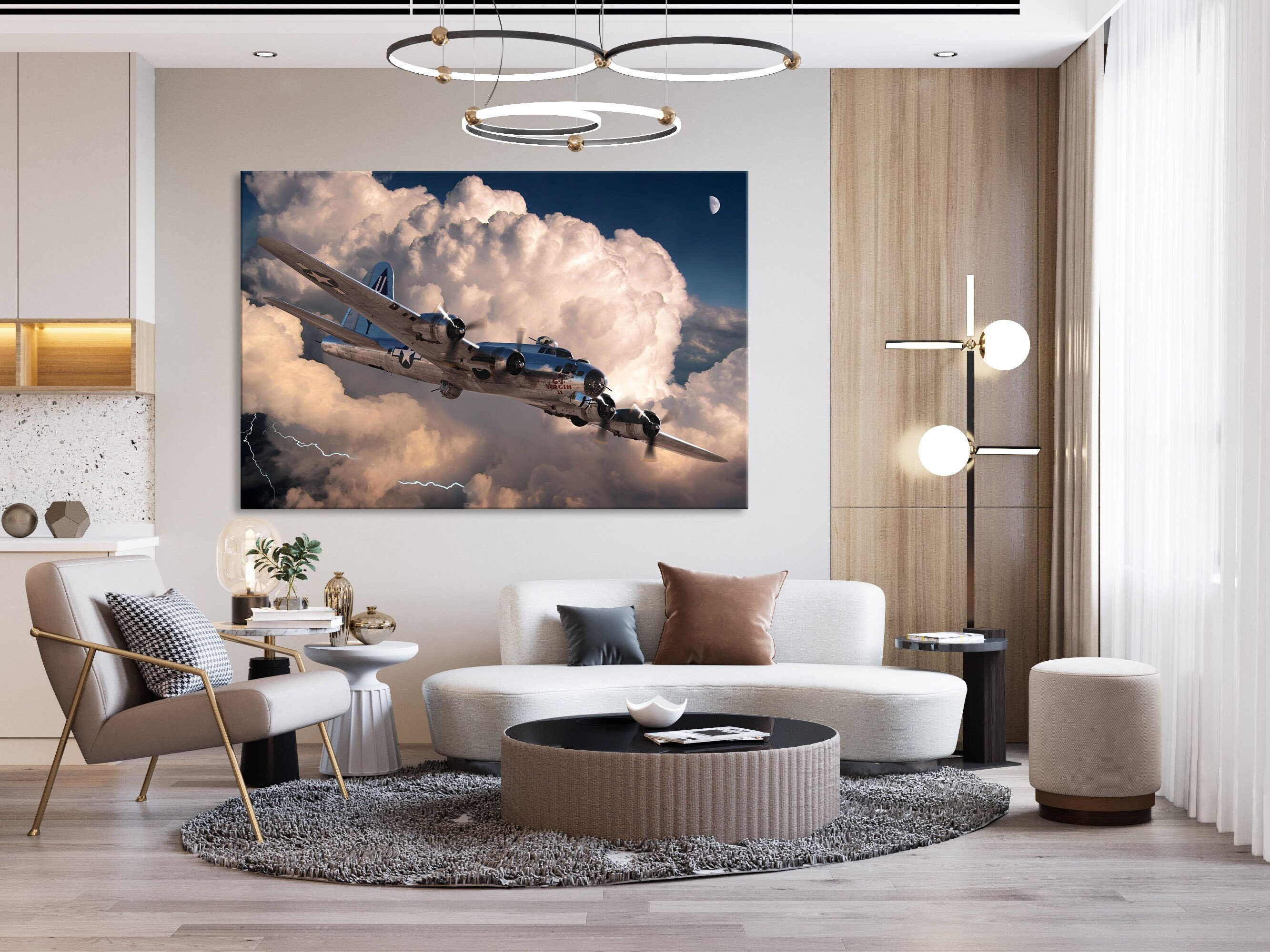 Military Boeing B-17 Flying Fortress Aviation Decor Wall Art on