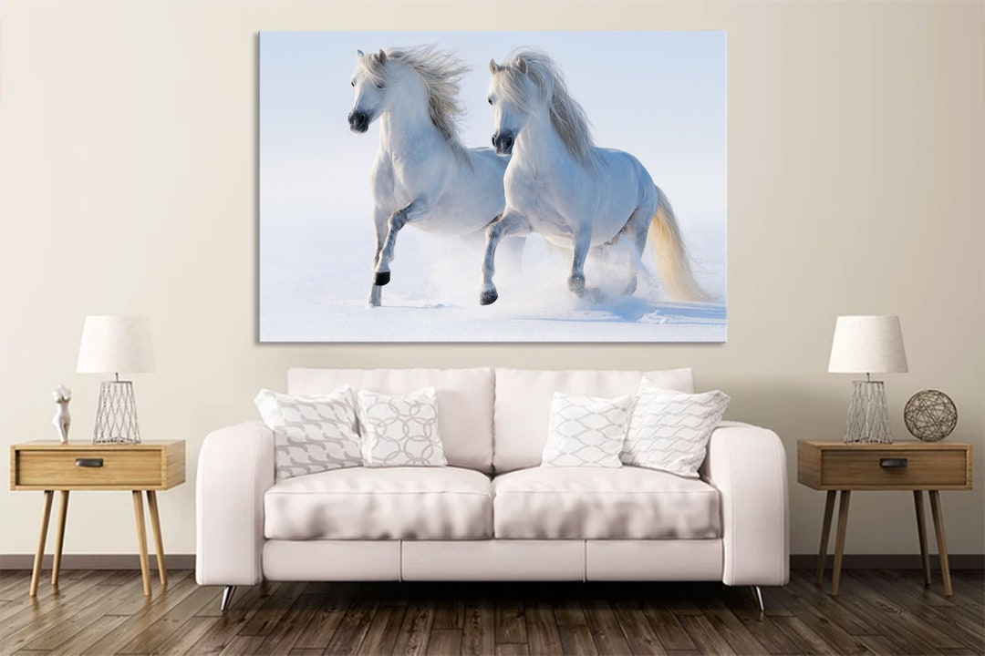 White Horses Canvas Wall Art White Horses Modern Horses - Etsy