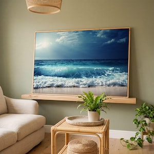 Ocean Beach Leinwanddruck Meerlandschaft Nautisches Foto Küstenfoto Meereswelle Leinwanddruck Extra große Wandkunst, fertig zum Aufhängen