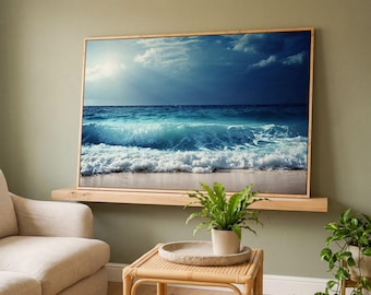Canvasprint oceaangolf: nautisch zeelandschap muurkunst (klaar om op te hangen)