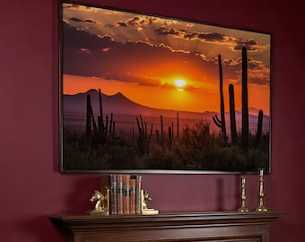 Arizona Sunset Cactus Canvas Print: Desert Wall Art, Ready to Hang