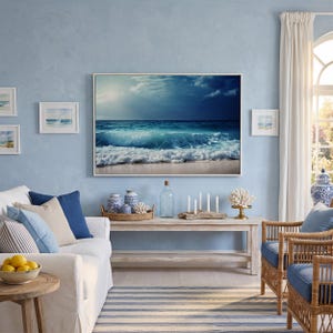 Ocean Wave Canvas Print: Nautical Sea Landscape Wall Art (Ready to Hang) White Frame