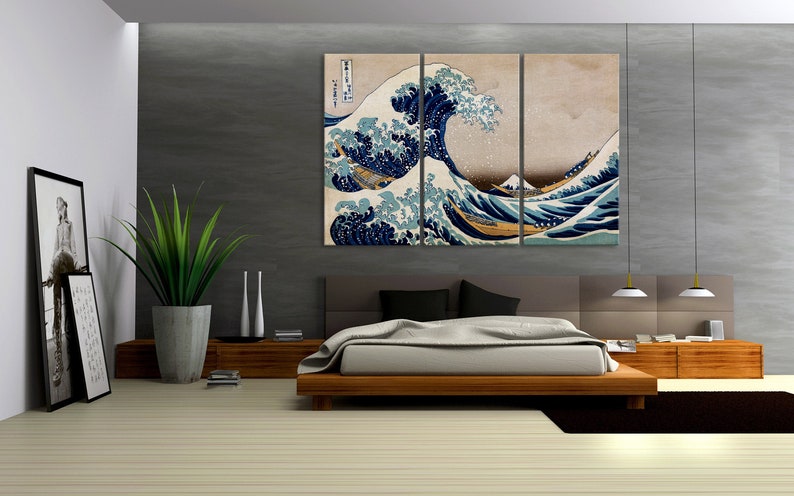 Great Wave off Kanagawa Japanese wall art Large canvas art Wave print Japanese wall decor Katsushika Hokusai Multi panel canvas
