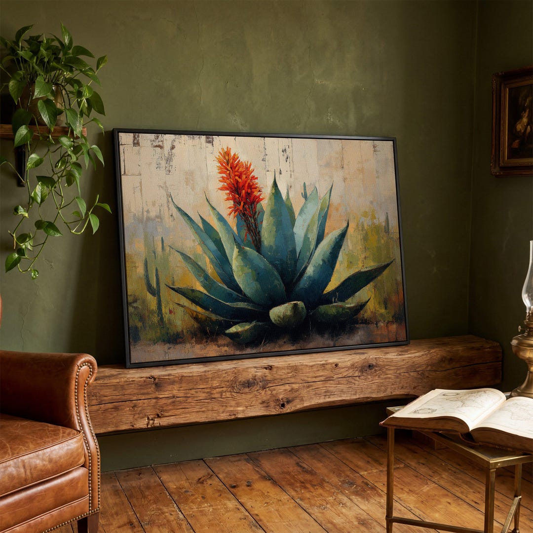 Agave Desert Flower Art | Botanical Canvas Print | Southwest Home Decor ...