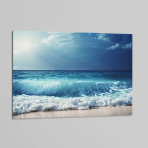 Ocean Wave Canvas Print: Nautical Sea Landscape Wall Art (Ready to Hang) Gallery Wrap 1 Panel