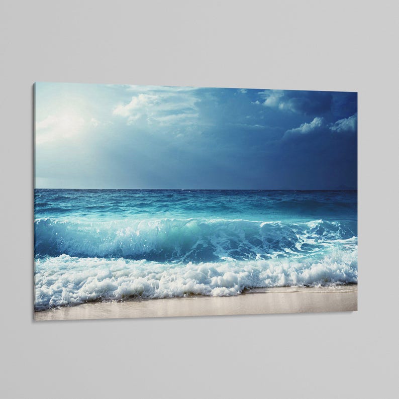 Ocean Wave Canvas Print: Nautical Sea Landscape Wall Art (Ready to Hang) Gallery Wrap 1 Panel