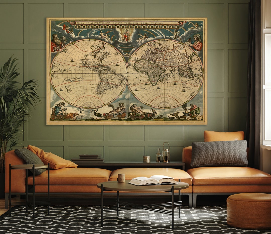 Old World Map Canvas, Vintage World Map Canvas Art, Old World Map Canvas, Vintage Map Canvas Art