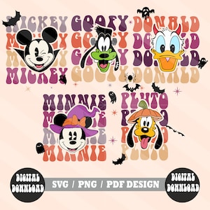 Halloween Svg, Retro Halloween Svg, Mickey Halloween Svg, Mickey And Friends Halloween Svg, Halloween Sublimation. Digital Download