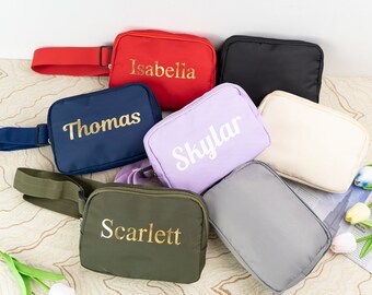 Personalized Belt Bag With Vinyl Name Belly Bag Fanny Pack Over Shoulder Bachelorette Bag Athletic Cross Body Bum Carnival Bag Gift for her