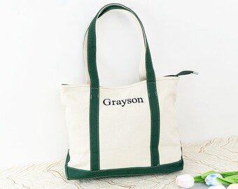 Personalized Canvas Tote Bag, Monogrammed Beach Bag, Bridesmaid Gift