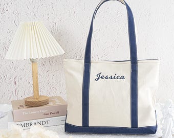 Personalized Embroidered Canvas Tote Bag: Custom Initial Monogram